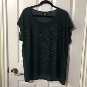 Bobeau Sheer Blouse silver details